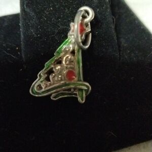 Vintage Christmas tree charm for bracelet enamel (sku 226)